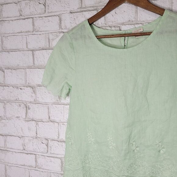 J Crew light green linen top - Picture 2 of 13